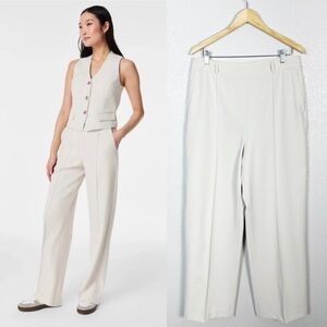 SPANX Womens Size XL Office Dress Pant Opacity Crepe Trouser Pants in Parchment